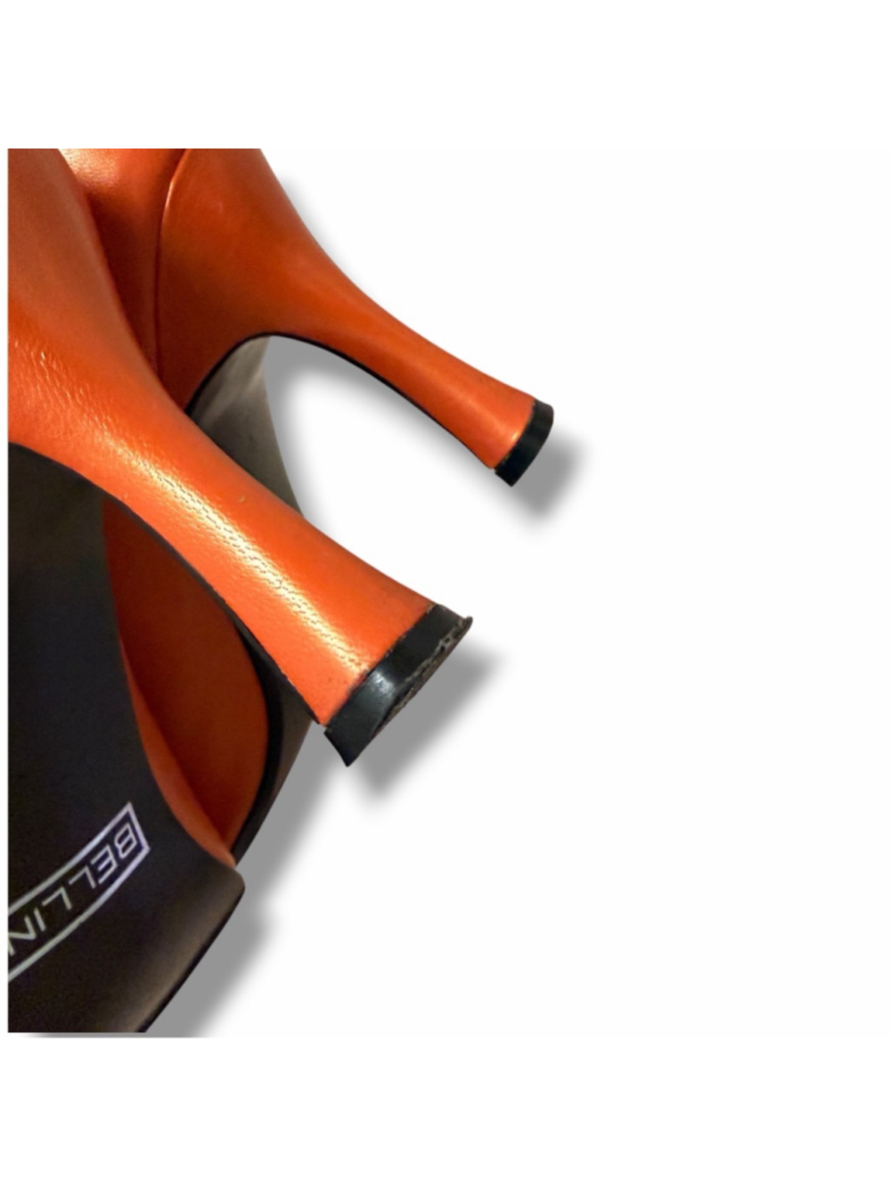 Bellini Orange Leather Kitten Heel Pumps Women’s Size 10M Pointed Toe Slip On - Picture 11 of 16